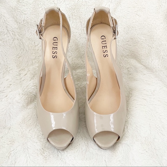 Guess Shoes - Guess Nude Colored Peep Toe Heels Size 7